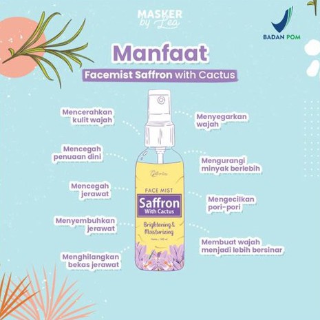 ✿ELYSABETHME✿ Lea gloria face mist saffron with cactus toner wajah penyegar campuran masker face mask organik bubuk