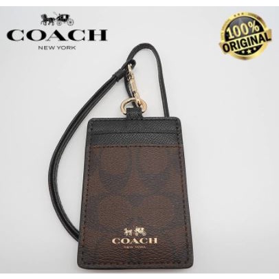 

Coach Id Lanyard In Signature Canvas Mahogany Black - 100% Original