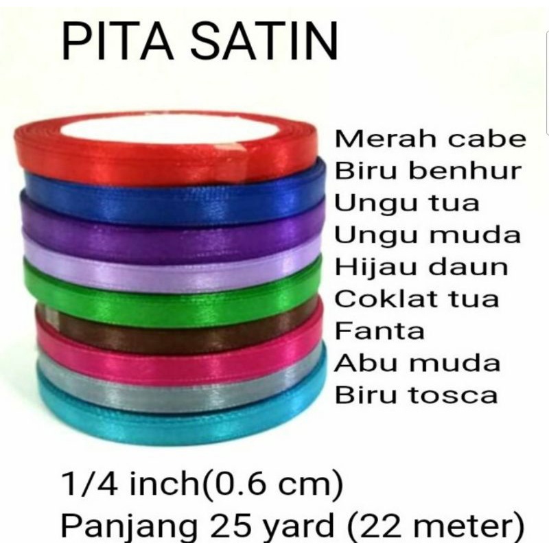 

1 ROLL PITA KADO / PITA JEPANG / PITA SATIN 1/4 INCH 0,6 CM PER ROLL