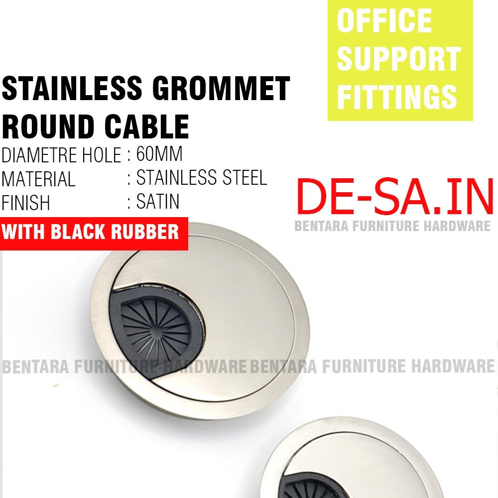 60MM Stainless Steel Grommet Bulat Lubang Kabel - Round Cable Kantor Office Meja Belajar