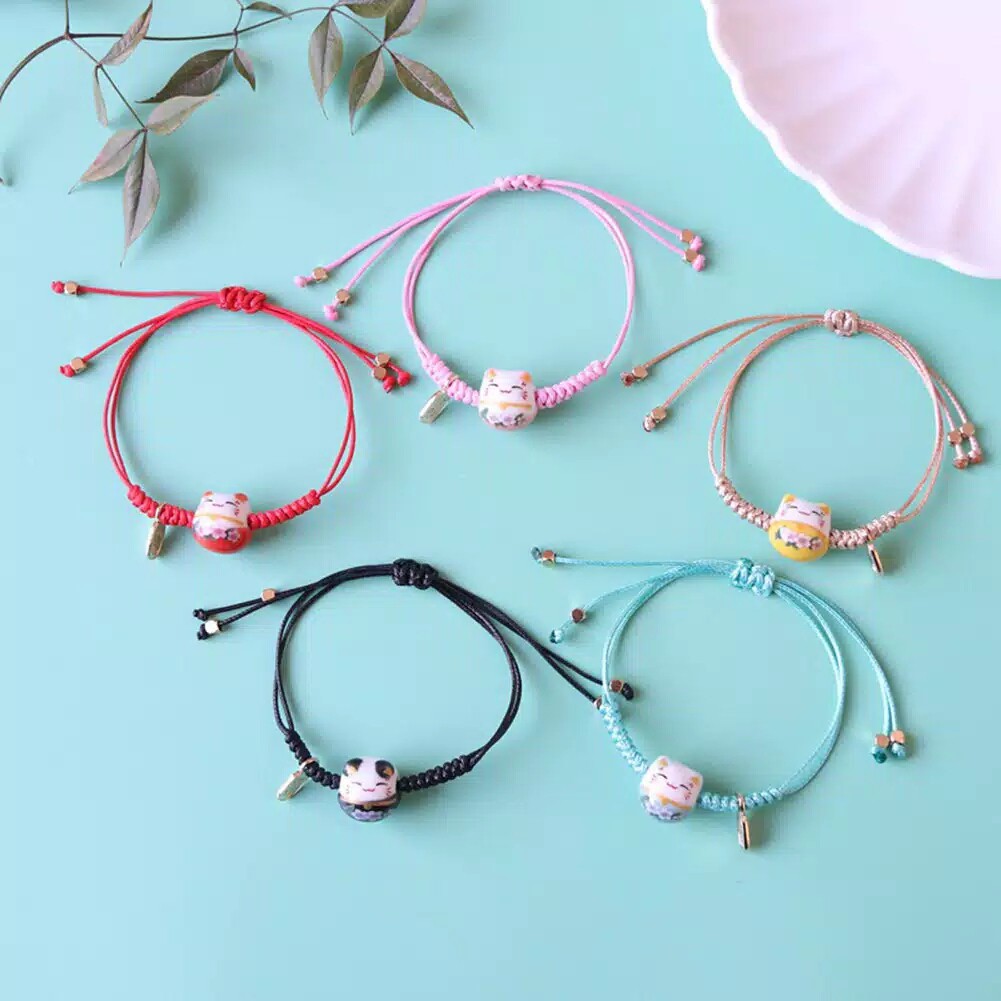 Gelang Tali Wanita Lucky Cat