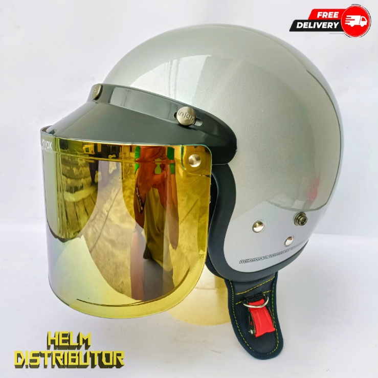 HELM BOGO RETRO KUALITAS PREMIUM KACA DATAR FULL LEHER SNI DEWASA PRIA WANITA (COD)