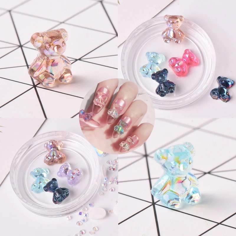 [Featured] 1 Pc Aurora Kawaii Bear Accessories Resin Nail Crafts