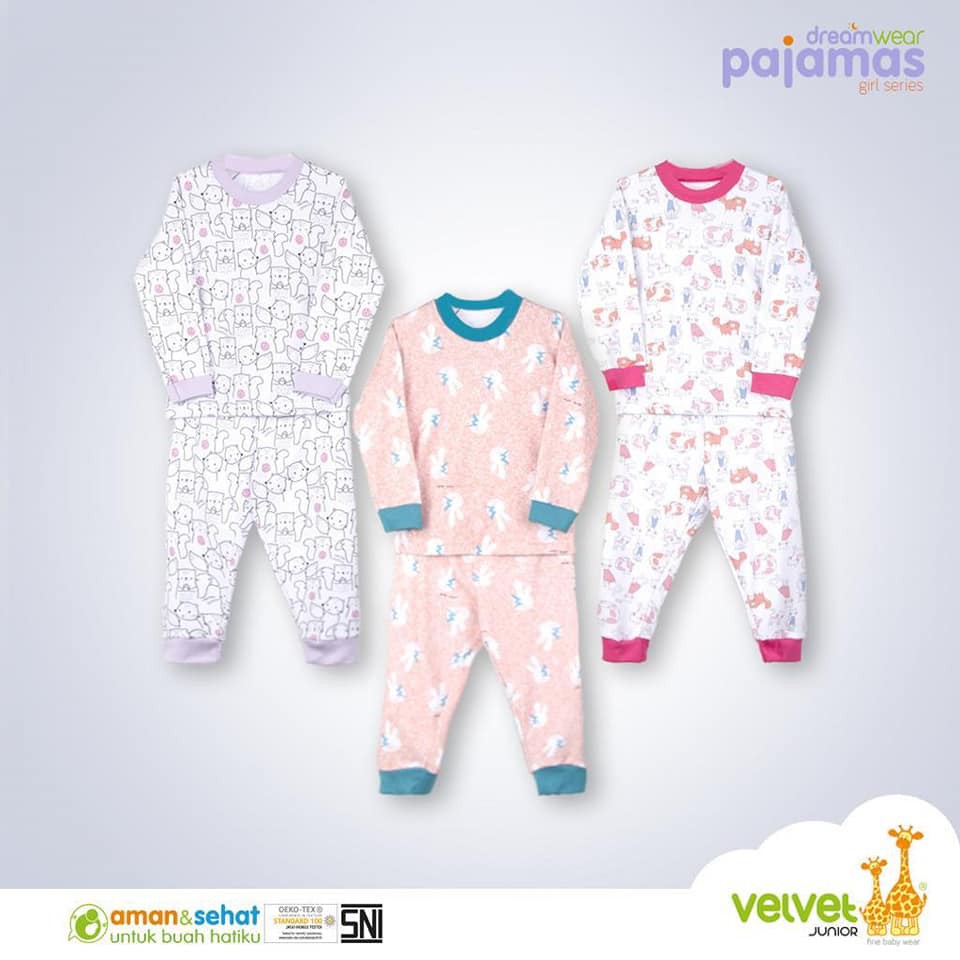 SNI Stelan panjang velvet junior piyama bayi pajamas baju tidur anak baju