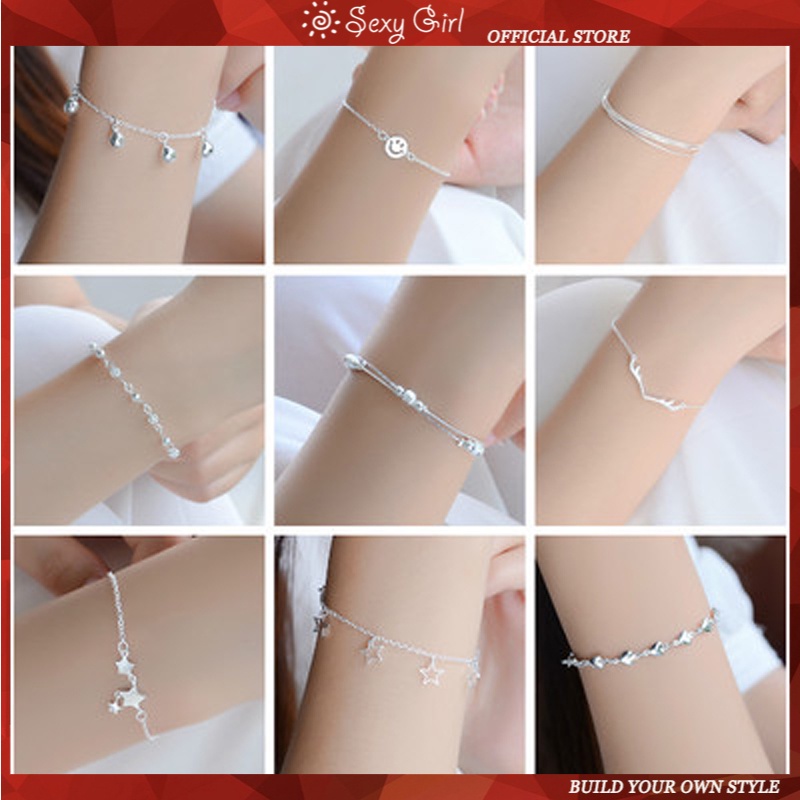 Perhiasan Gelang Rantai 925S silver Dengan Liontin Bunga Hati Untuk Hadiah Wanita