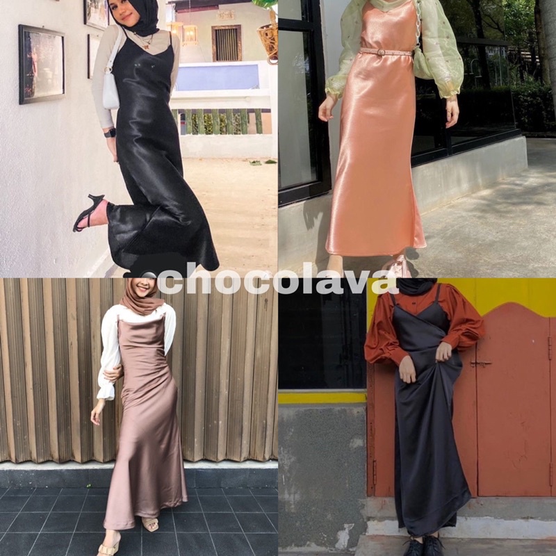 SILKY DRESS PESTA / DRESS SATIN UNTUK KONDANGAN / LONG DRESS / KOREAN DRESS / DRESS KOREA