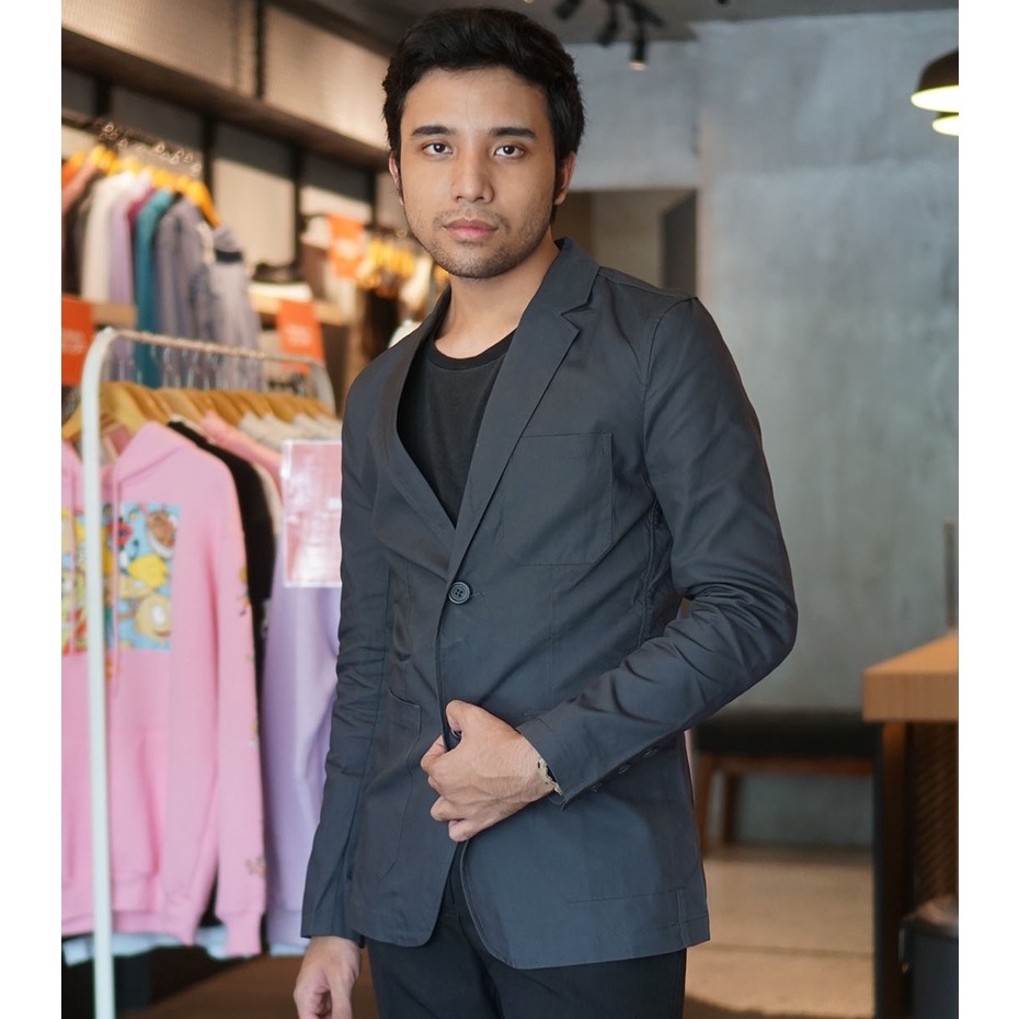 JAS BRANDED BLAZER PRIA BY SAMUEL & KEVIN IMPORT ORIGINAL BARU ABU ABU BIRU - PAKAIAN FORMAL DISTRO 