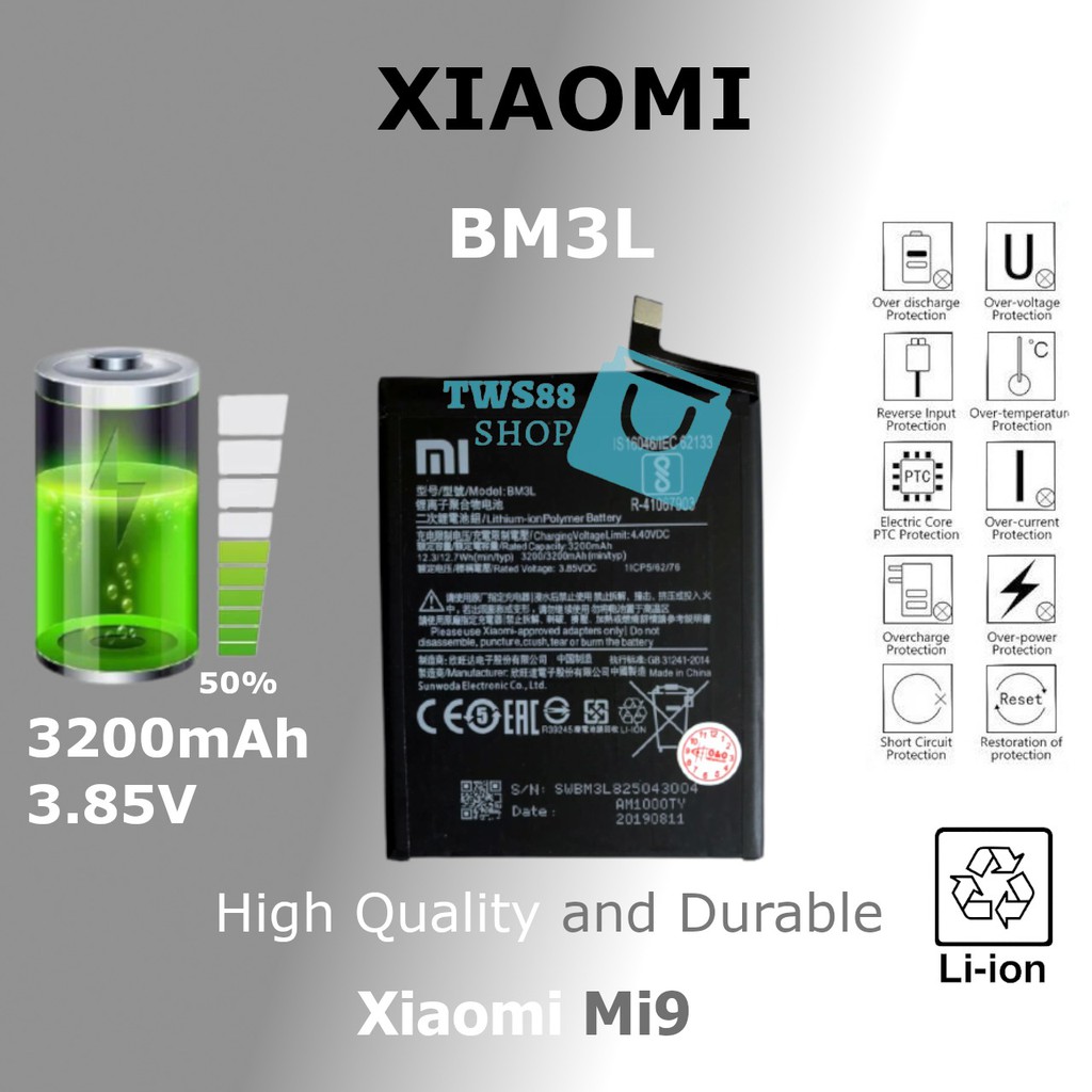 Batre Baterai Battery Original Xiaomi Redmi Mi 9 Mi9 BM3L BM 3L