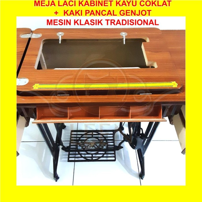 Meja Laci Kabinet Kaki Pancal Genjot SET Mesin Jahit Tradisional LEEN