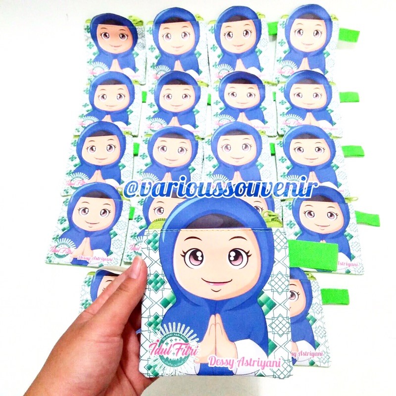 Custom Nama Dompet Idul Fitri Lebaran 3D Kotak Amplop Fitrah THR Gambar Muslimah Muslimin