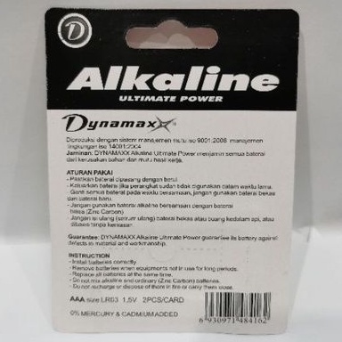 Baterai ALKALINE DYNAMAX size AAA Battery A3 A2 isi 2pc ultimate power SNI mercury free