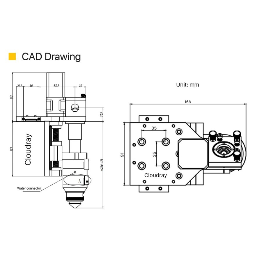 Auto Level Metal Cutting Mata Laser Head 57 Auto Focus Laser CO2