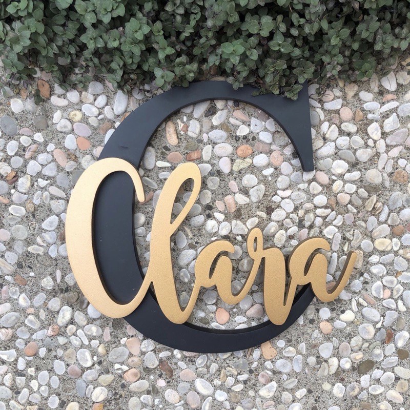 Double Wooden / Hiasan Dinding Wall Decor / Huruf Kayu Custom / Inisial Initial nama