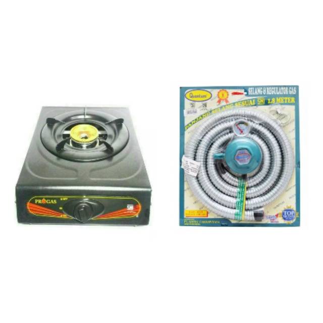 KOMPOR GAS 1 TUNGKU PROGAS + SELANG PAKET QUANTUM
