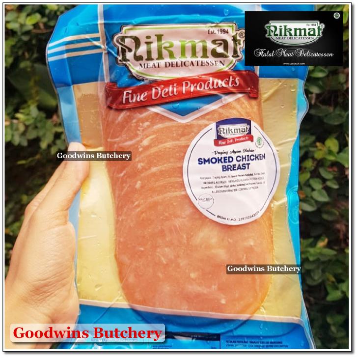 

SMOKED CHICKEN BREAST SLICED Nikmat HALAL Soejasch Bali frozen 250g