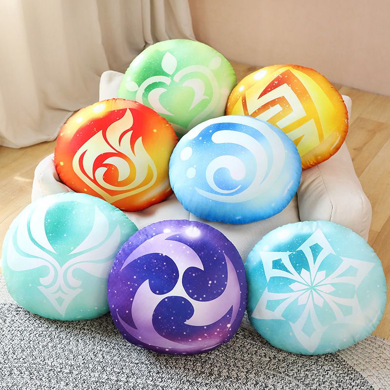 10/35/45cm Kawaii Genshin Impact Plush Pillow Slime Badge Cushion Genshin Impact Elemental Dolls Stuffed for Kids Boys Gifts