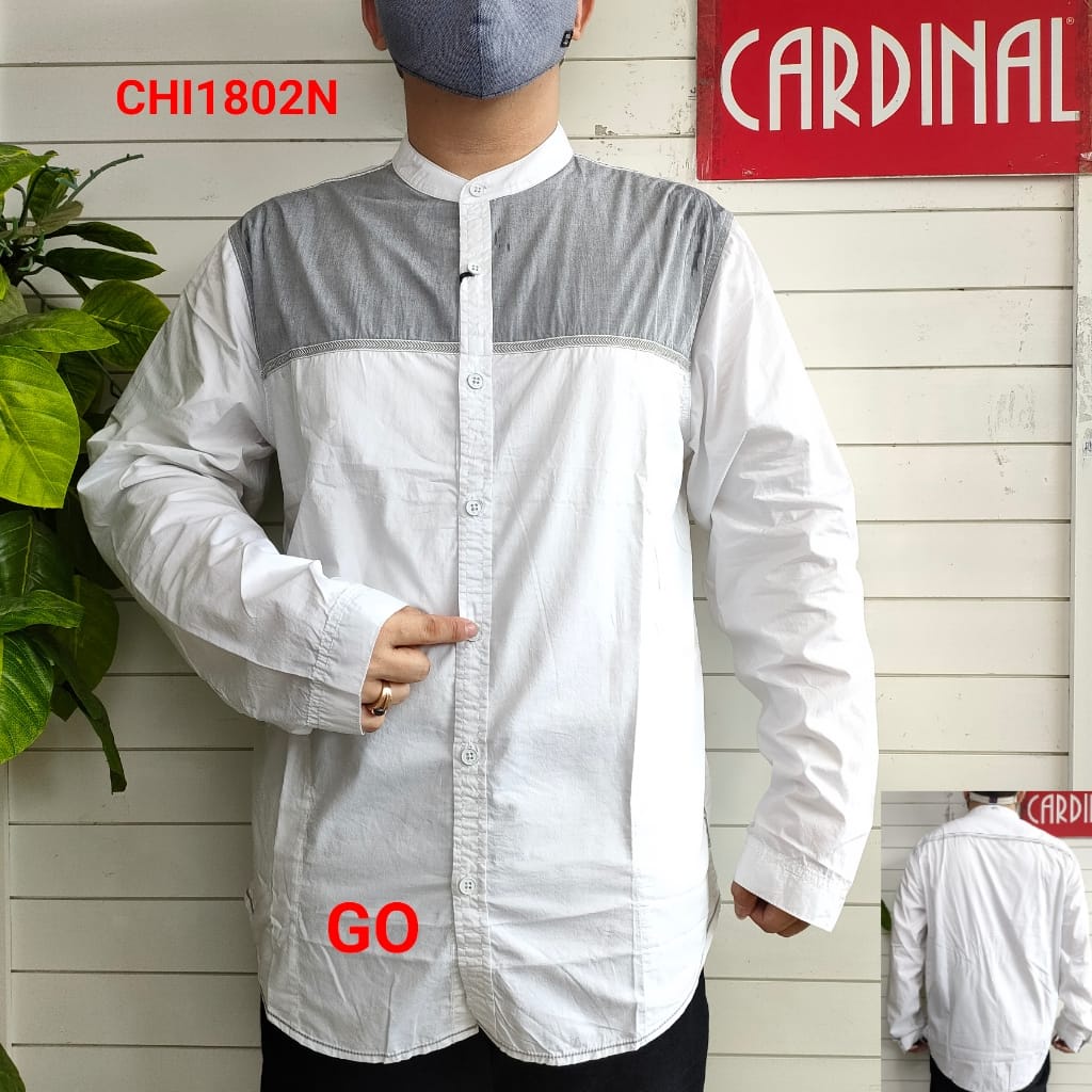 gof 3XL-5XL CARDINAL KEMEJA KOKO JEANS PUTIH JUMBO Pakaian Atasan Muslim Pria Hem Lengan Panjang Ori