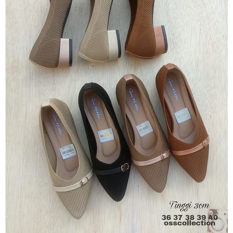 Sepatu Flat Heels Vision Martin Rajut Import HQ (Hak 3CM)