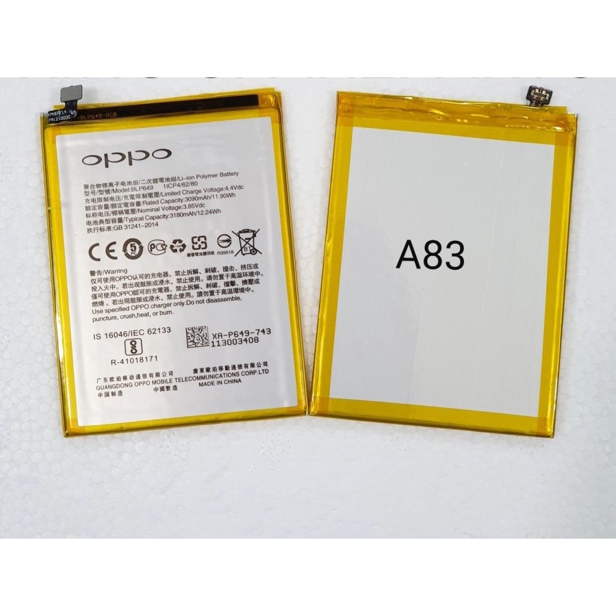 baterai battery batere Ori OPPO A83 2018 Dual Sim , A83T BLP649 BLP-649