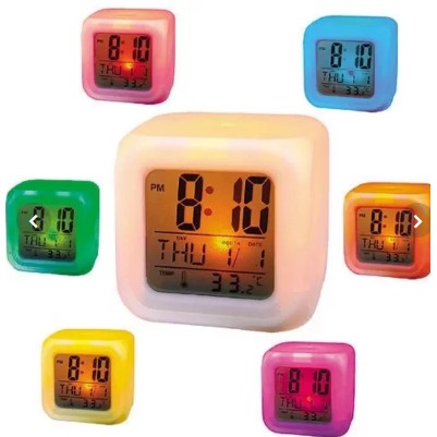 Moody Clock Jam Kubus Polos 7 Warna Digital Alarm Clock