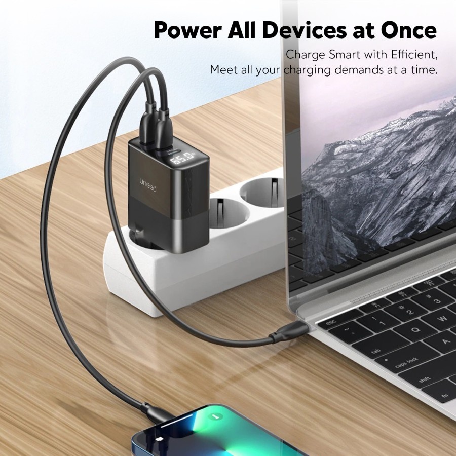 UNEED GaN Charger 65W with Display QC 4.0 3.0 PD 3.0 AFC FCP - UCH423