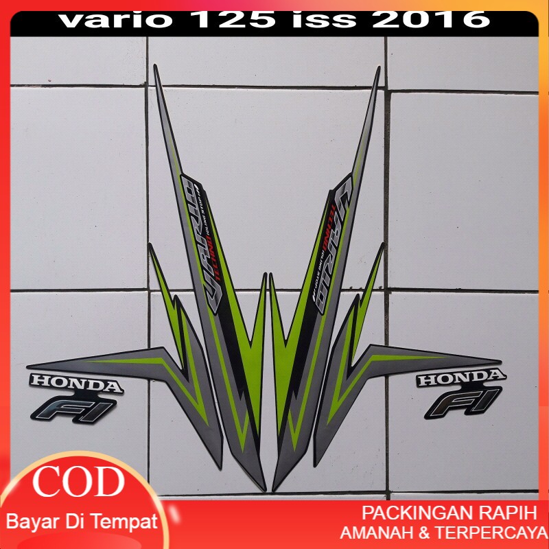 Decal Emblem stiker striping motor vario techno 125 fi iss 2016 hijau Terlaris / Termurah