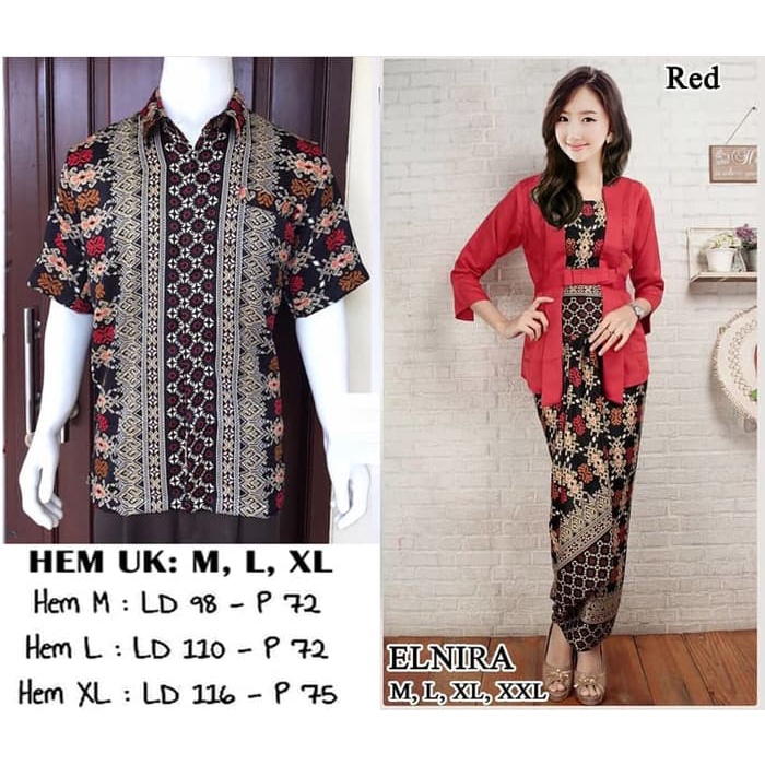 Setelan Kebaya Couple Modern Elnira / Combi Kemeja Pendek Aneka Warna