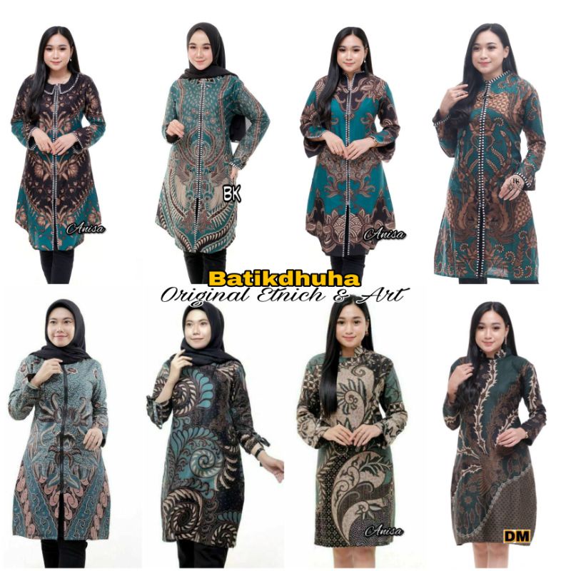 ATASAN BATIK WANITA WARNA HIJAU TOSKA IJO / TUNIK BATIK WARNA HIJAU IJO