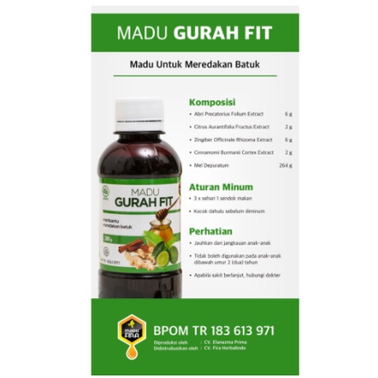 Madu GURAH FIT Asli Original Gurahfit Madu Untuk Bronkitis, Radang Tenggorokan, Batuk dll | Madu GURAH FIT Asli Original.