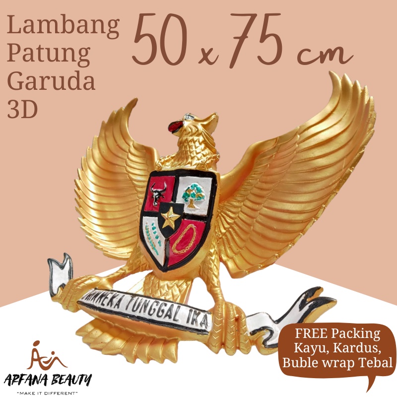 Hiasan Dinding Garuda Pancasila 3 Dimensi Fiber Lambang Negara Burung Garuda Gold Timbul