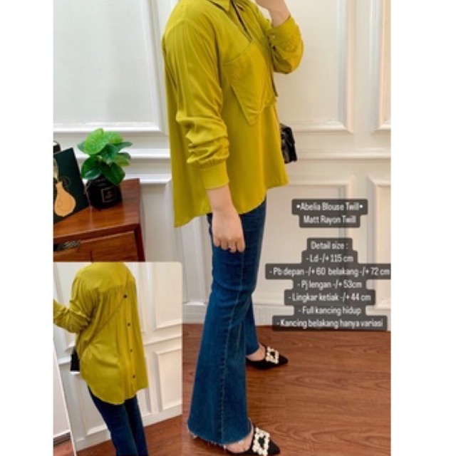 ABELIA BLOUSE TWILL || BLOUSE POCKET 2 BELAKANG KANCING