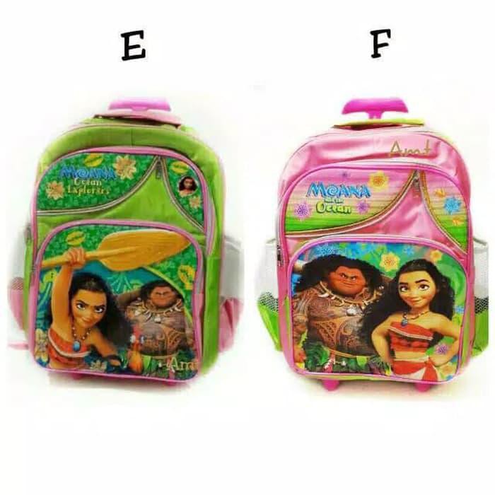PROMO  Tas troli anak sekolah trolley roda dorong ransel SD Disney Moana