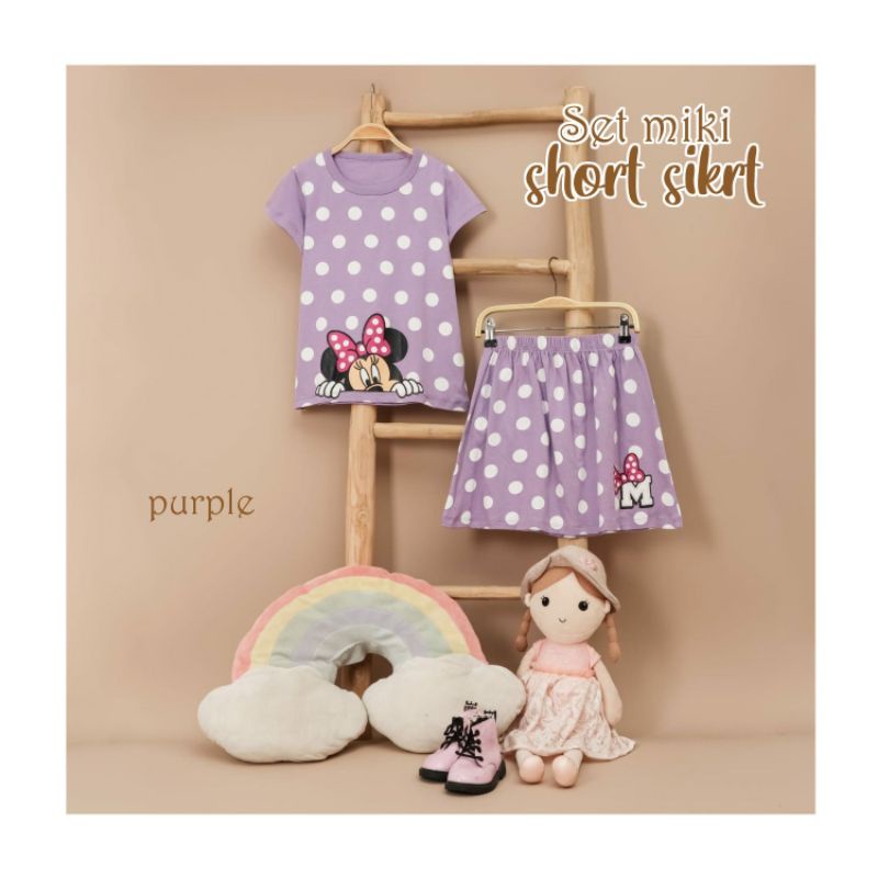Setelan Baju Disney Anak Cowok Cewek SIze 1-10 Tahun Rickplay - Set Miki Short Shirt
