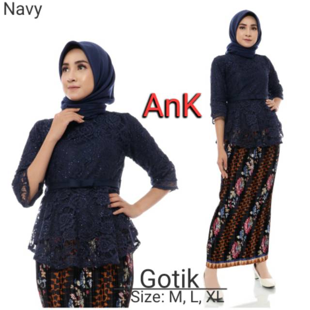 Termurah setelan kebaya brukat gotik mix rok plisket bisa bayar di tempat.