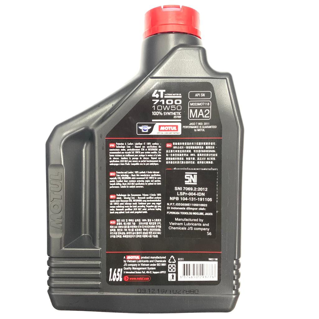 OLI MOTUL 7100 RT 10W50 1.65 LITER 100% FULL SYNTHETIC ESTER CBR 250R