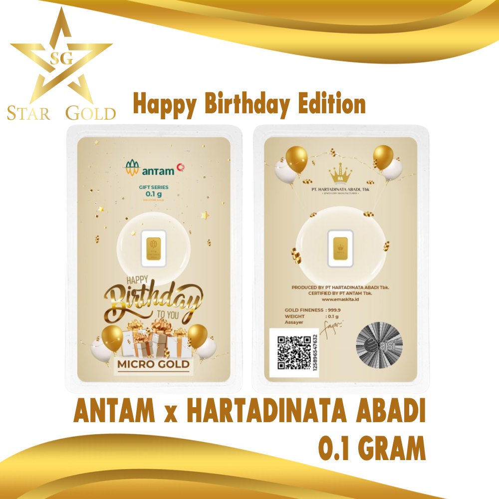 Star Gold Logam Mulia Micro Gold Antam Hartadinata 0.1 Gram Birthday Gold Series
