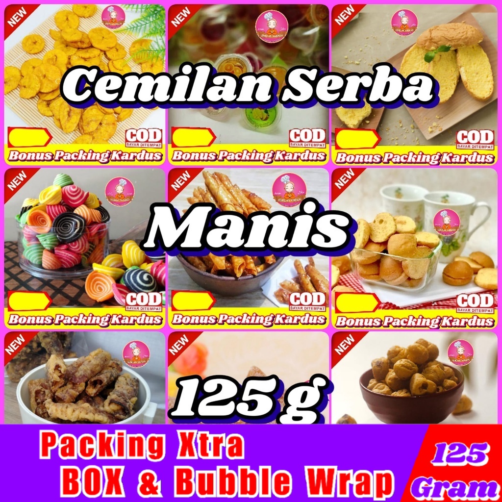 

jajanan Serba Manis 125gr / Aneka Makanan Ringan - Hufaida Snack cemilan camilan jajanan jadul Snack Kiloan