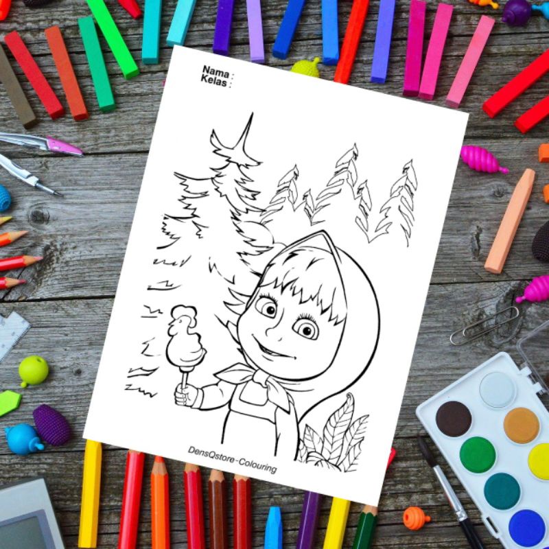 

Kertas Mewarnai Anak Tema Masha and the Bear (10 Lembar) / Kertas Gambar / Kertas Mewarnai