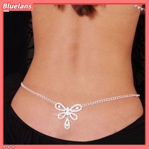 Bluelans Women Sexy Rhinestone Butterfly Dance Body Belly Waist Chain Fashion Jewelry