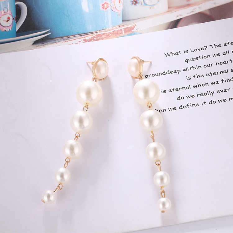 Eropa dan Amerika personalized sederhana pearl anting-anting panjang wanita Korea all-match fashionm