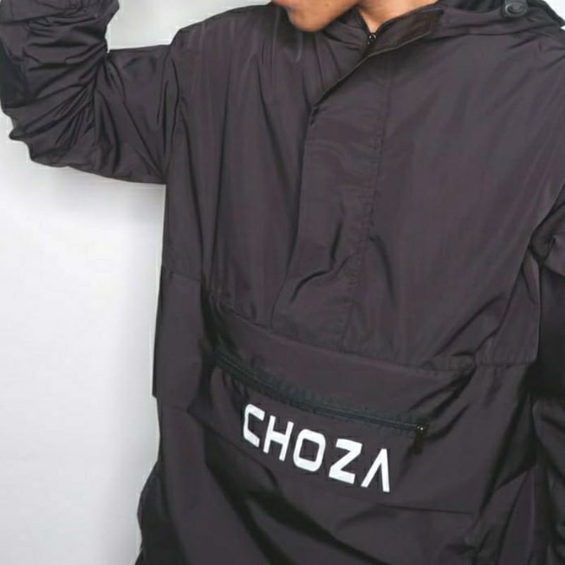 Jaket Parasut Pria Warna Hitam Polos