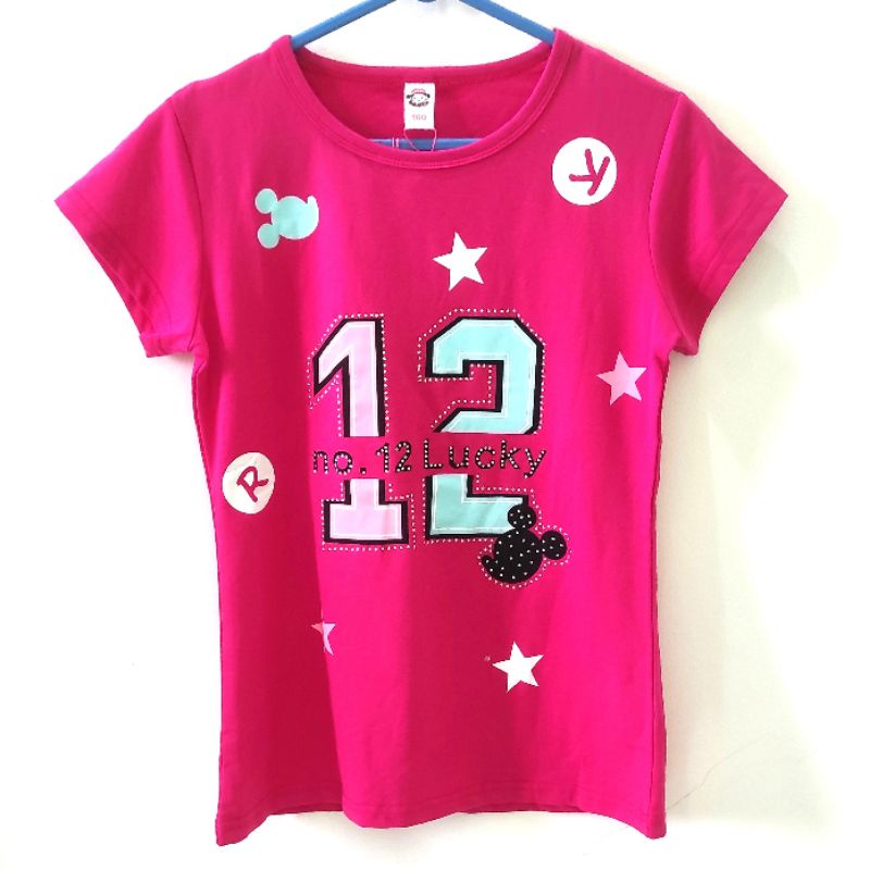 Kaus pink anak bling bling ukuran 160 (hot pink girls top)