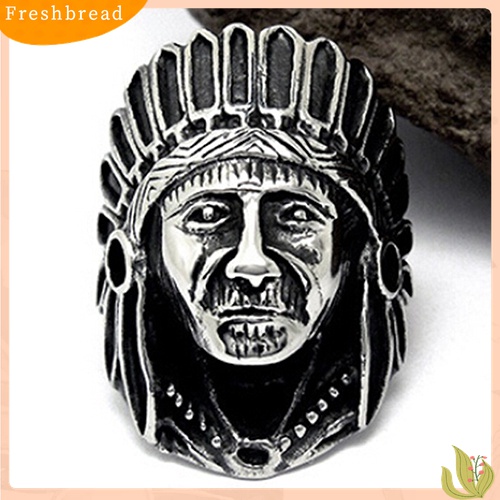 [TERLARIS]Men Women Vintage Alloy Indian Chief Pattern Finger Ring Punk Jewelry Charm