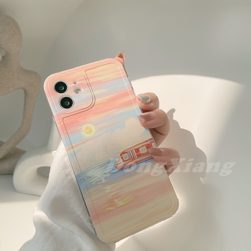 Soft Case Silikon Motif Lukisan Matahari Terbenam Warna Gradasi Untuk Samsung A03 A03S A02S A12 A22 4G A10 A20 A30 A50 A10S A20S A51 J7 Pro A30S A50S