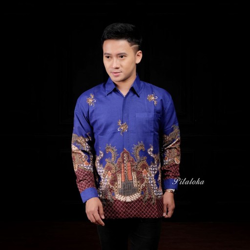 Kemeja Batik Semi Sutra Pria Lengan Panjang