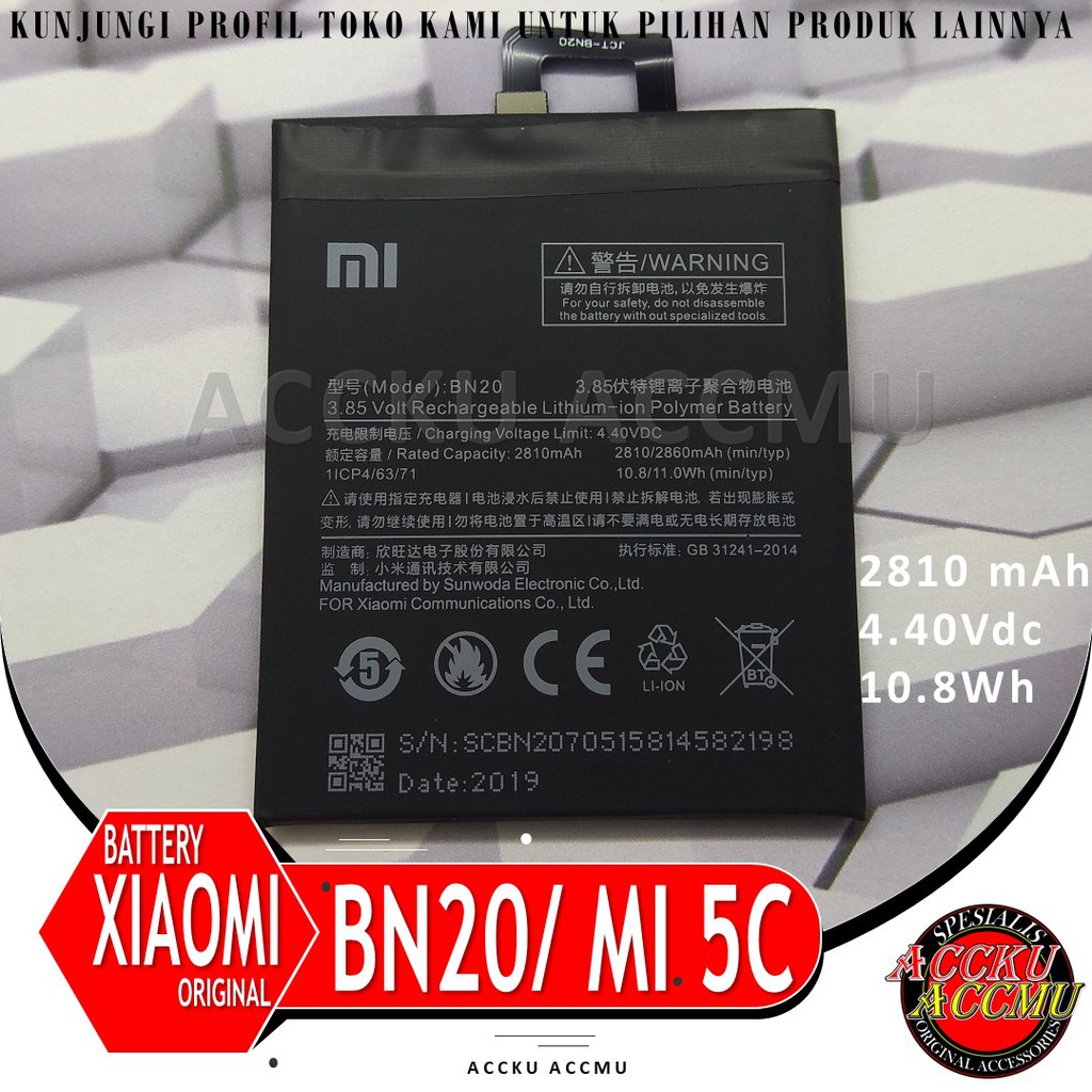 BATERAI XIAOMI 5C BATERAI XIAOMI MI 5C BATTERY  XIAOMI MI 5C BATERAI XIAOMI BN20 ORIGINAL 99