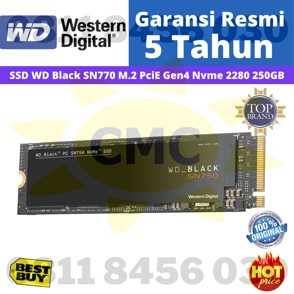 SSD WD Black SN770 250GB SN 770 250 GB M.2 2280 NVMe PCIe Resmi