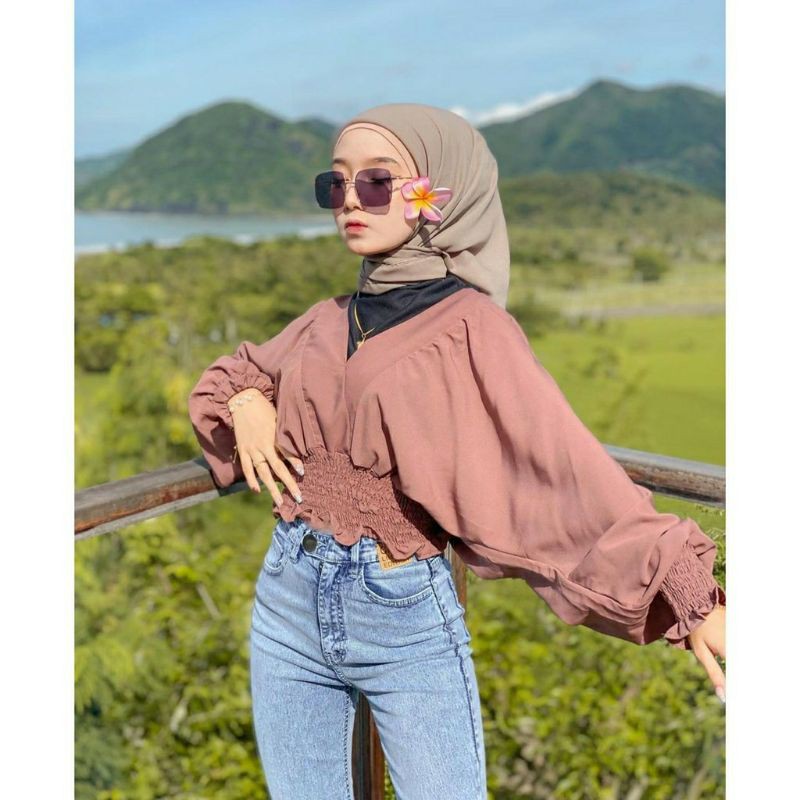 Puff lengan balon kerut