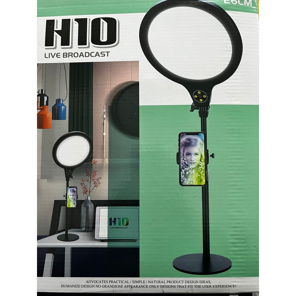 Tripod Lampu LED 2 in 1 Ring Light H10 26CM FULL LIGHT Selfie Holder Stand