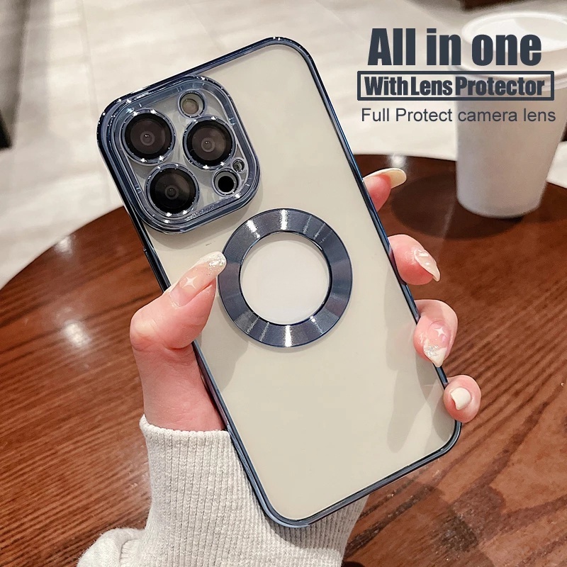 Case Pelindung Kamera Bahan Kaca Transparan Untuk iPhone 11 Pro Max 12 13 Pro Max 14 Pro Max Xs 7 8 Plus